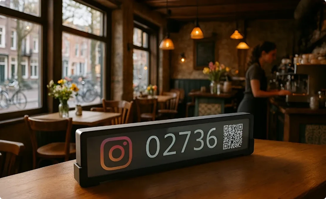 Physical social media counter in the cafe.